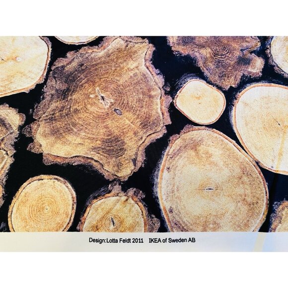 IKEA Fabric 2011 Lotta Feldt 140x59” FJÄLLTÄTÖRT Wood Log Pattern Fabric 3.88 yd - Picture 1 of 7